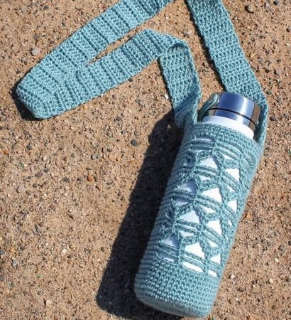 Free Crochet Water Bottle Cozy Pattern with Strap