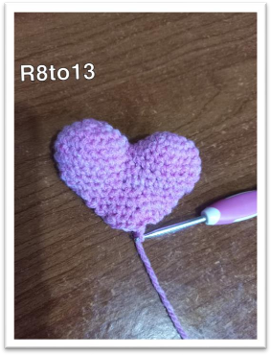 Amigurumi Winged Heart – Slipstitch to finish round 13