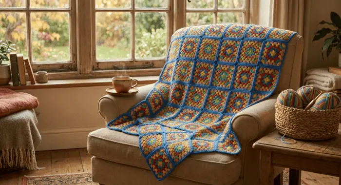 granny square blanket – step 3