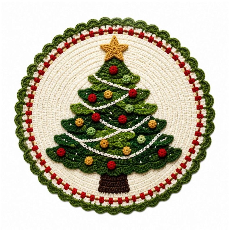 Christmas Tree Crochet Coaster Pattern
