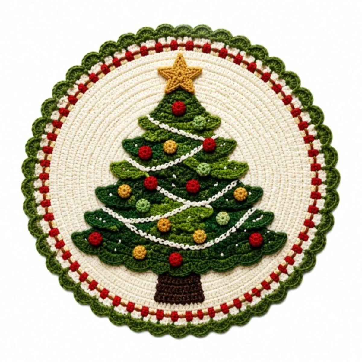 Christmas Tree Crochet Coaster – Free Pattern