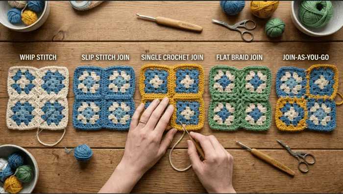 How to attach Grandy squares – step 2